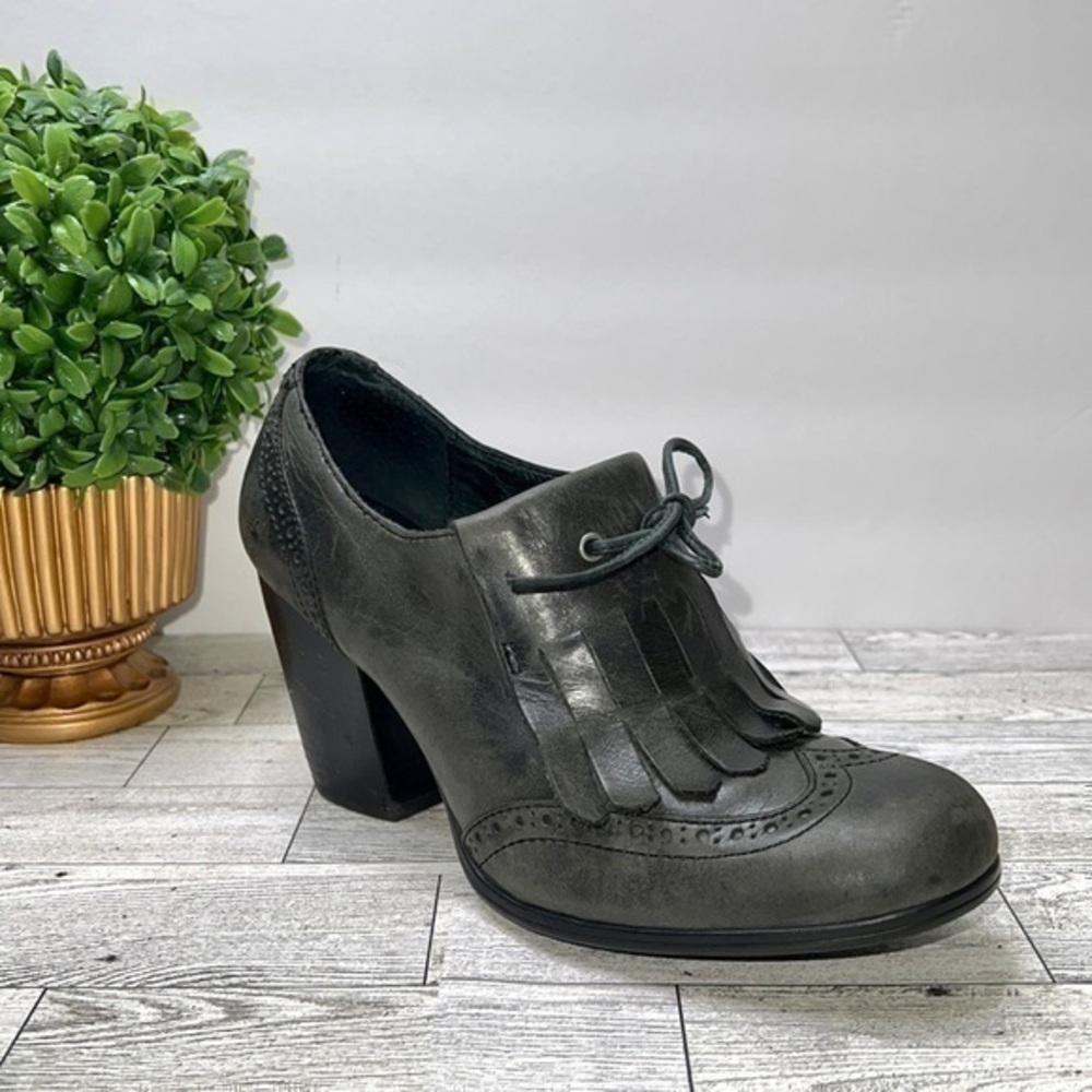 Born Women’s Patrice Leather Oxford Heels Black/Gray Size 7.5
